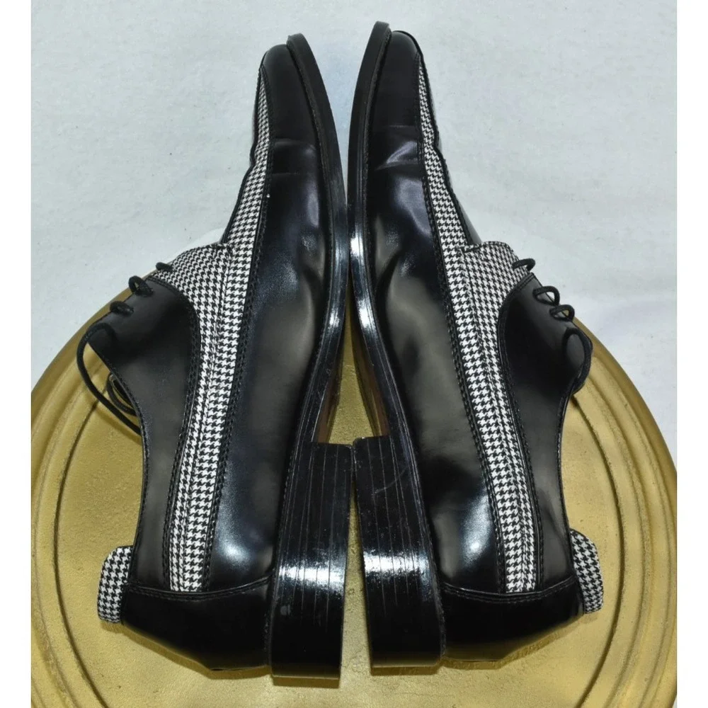 Bolano Men Dress Shoes Size 11 Black and White Oxford Houndstooth Print